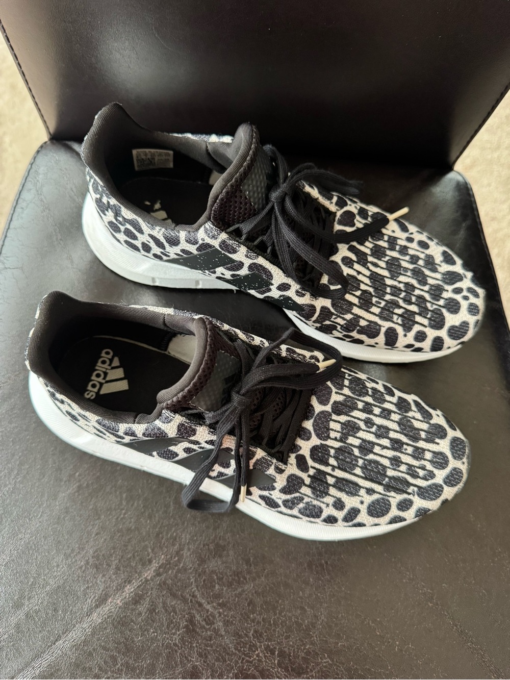 adidas Black & White Leopard-Print Trainers